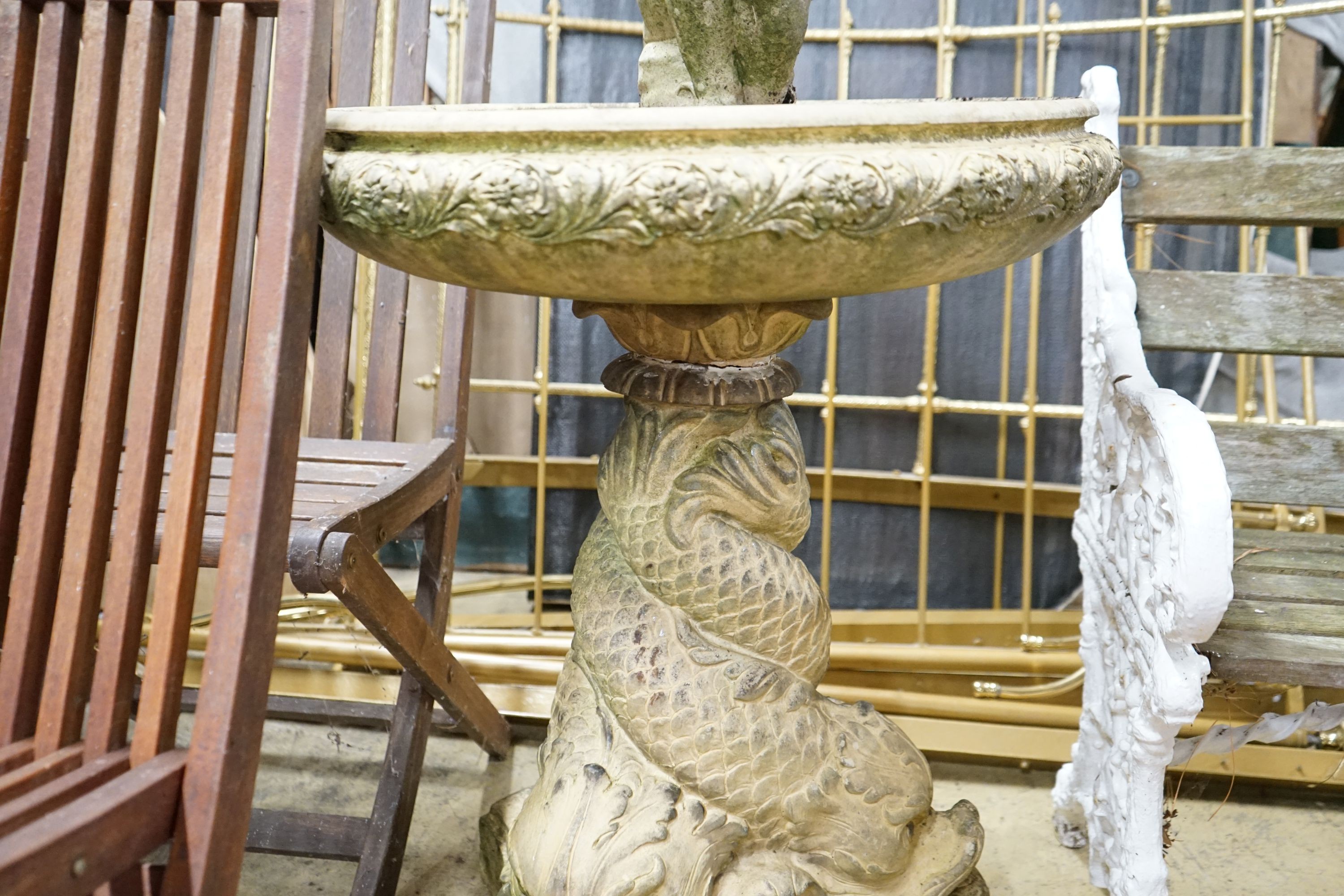 A Doulton Lambeth stoneware garden fountain, diameter 60cm, height 112cm